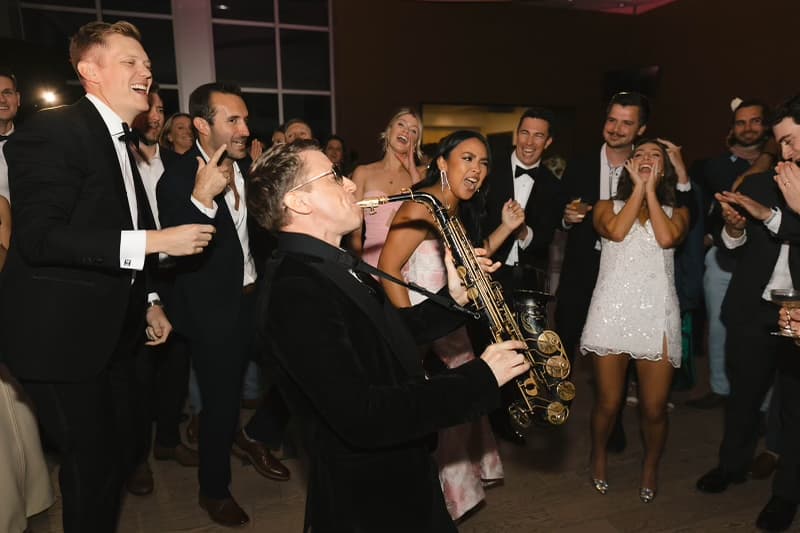 So Cal Sax — Jeremy Reta Jackson playing live saxophone for an excited wedding crowd in Southern California